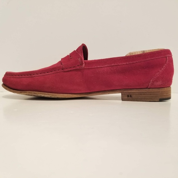 Sergio Rossi Mens Suede Penny Loafers Red Classic Designer Shoe Size 9.5 US 10.5 main image 7